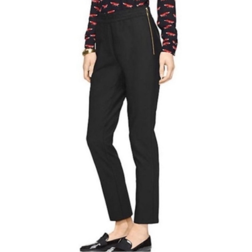 Kate Spade black Blaze A Trail stretch exposed gold side zip trouser pan…